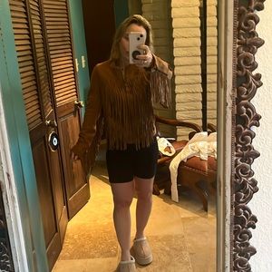 Lambskin jacket fringed Mackage x Aritzia